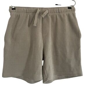 Negative Space Textured Cord Shorts Tan Elastic Waist Eclectic Grandpa Men's LG‎